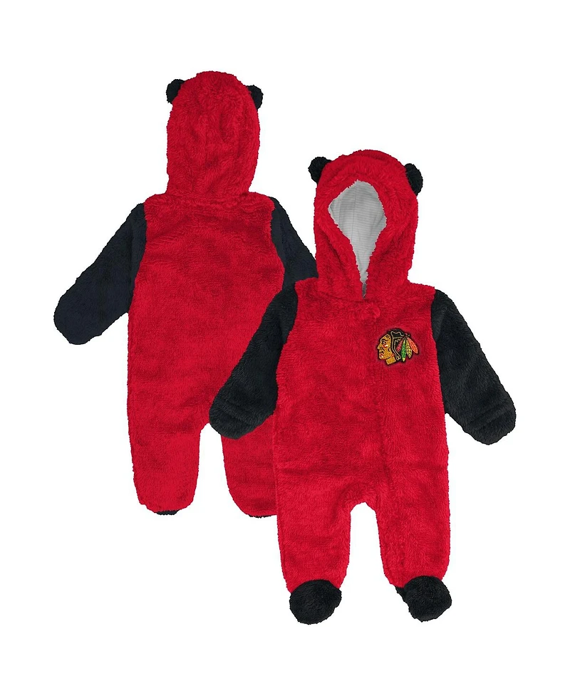 Outerstuff Newborn Red Chicago Blackhawks Stay Napping Fleece Bunting Full-Zip Hooded Sleeper