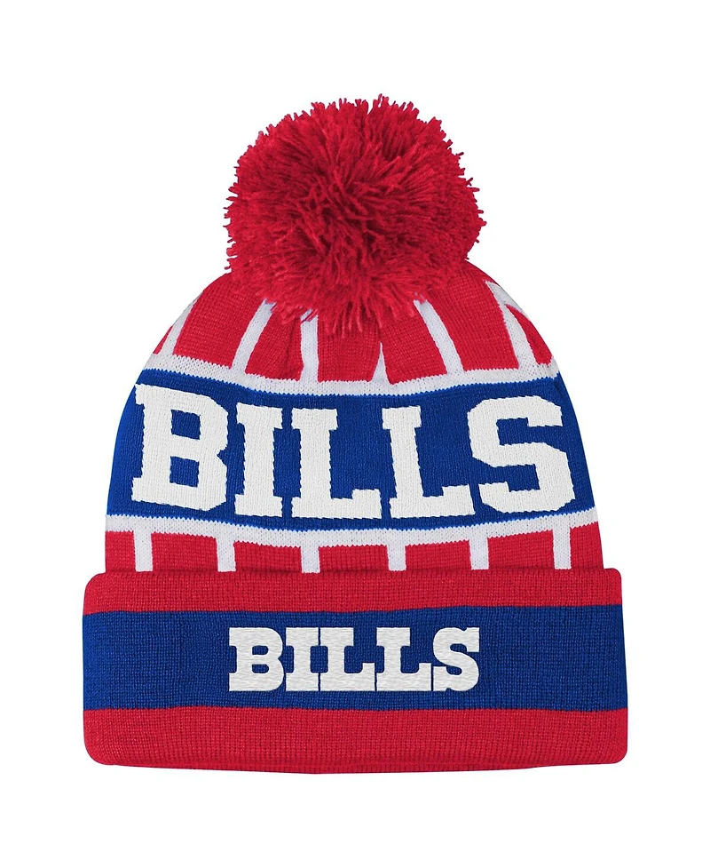 Outerstuff Big Boys and Girls Red Buffalo Bills Go Fast Cuffed Knit with Pom Hat