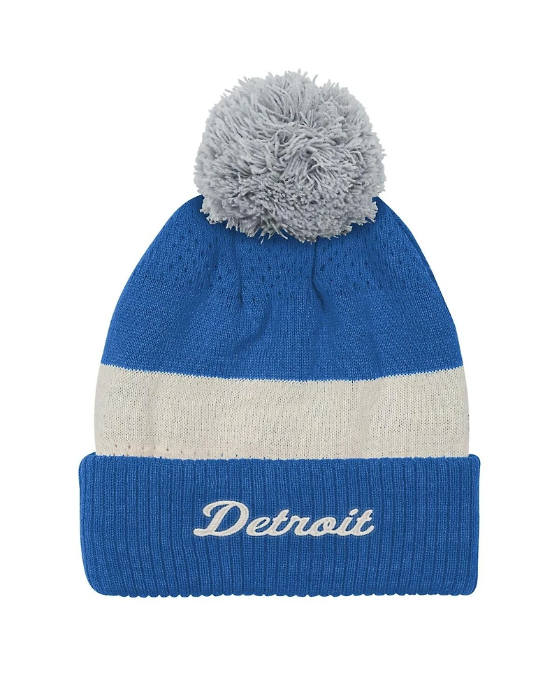 Outerstuff Big Boys and Girls Blue Detroit Lions Modern Fan Cuffed Knit with Pom Hat