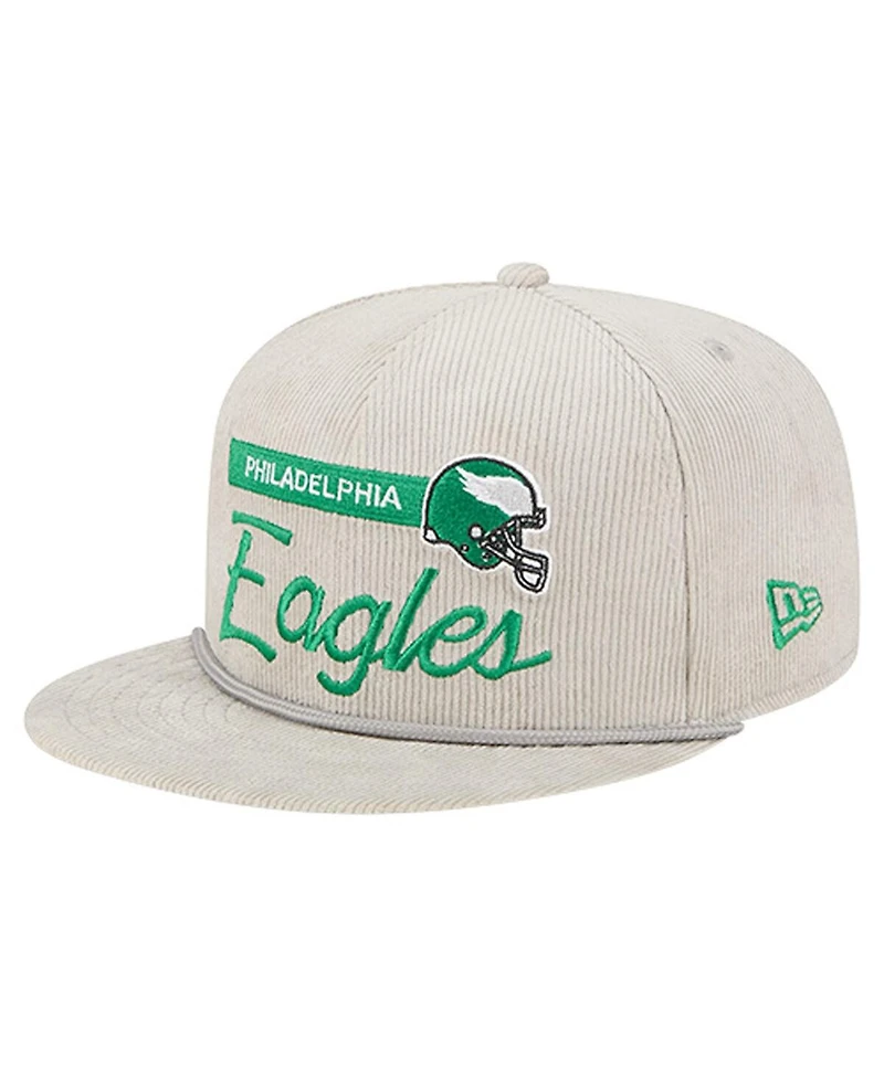 New Era Men's Gray Philadelphia Eagles Cord Rope Corduroy 9FIFTY Snapback Hat