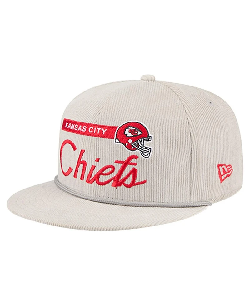 New Era Men's Gray Kansas City Chiefs Cord Rope Corduroy 9FIFTY Snapback Hat