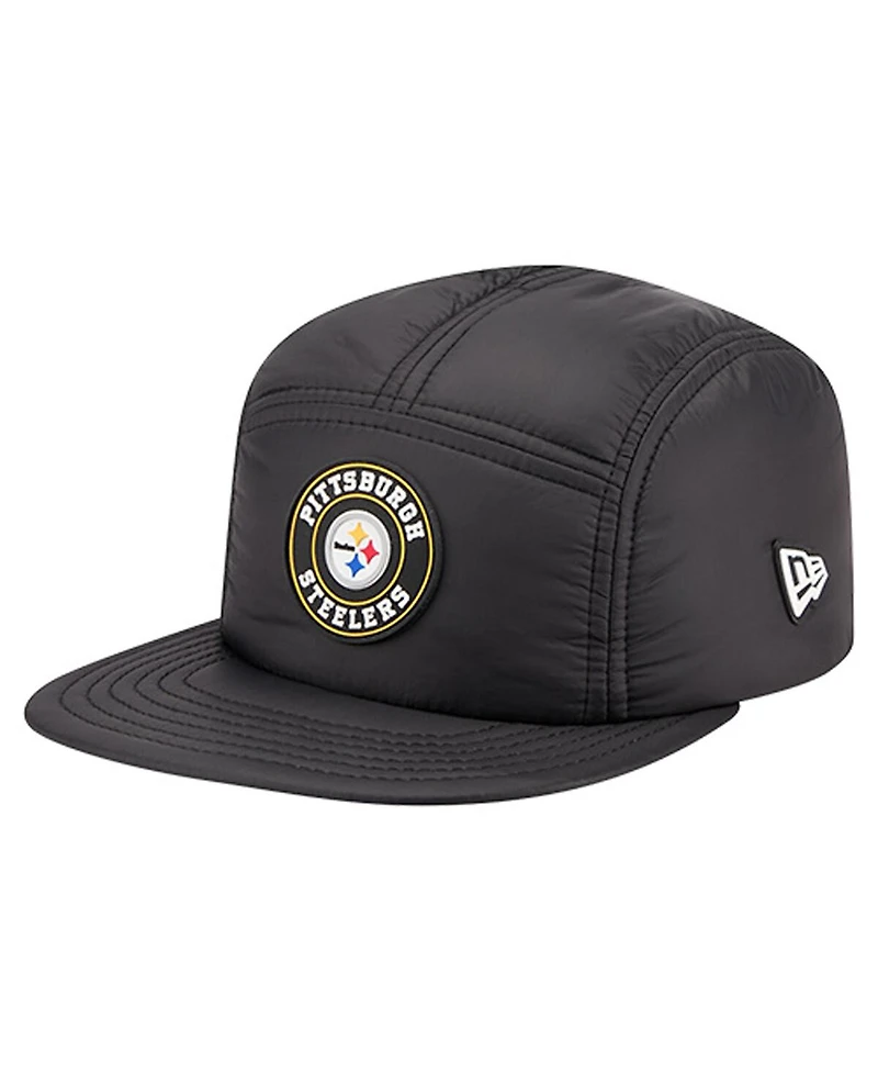 New Era Men's Black Pittsburgh Steelers Quilted Camper Adjustable Hat
