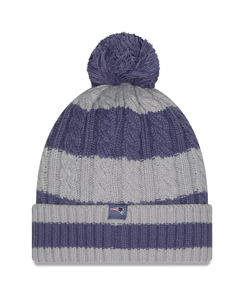 New Era Women's Meadow Blue New England Patriots 2025 Rivalries Collection Braided Cuffed Knit with Pom Hat