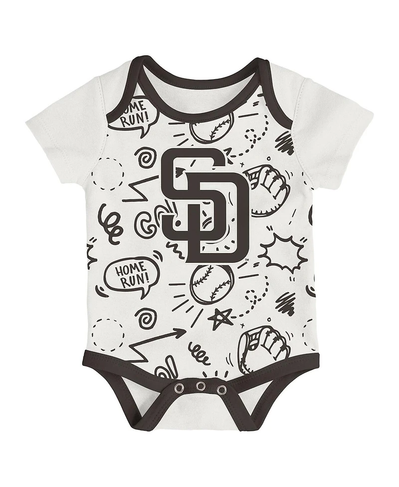Outerstuff Newborn 3-Pack San Diego Padres All Day Play Bodysuit Set