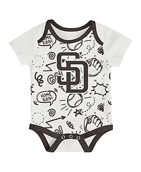 Outerstuff Newborn 3-Pack San Diego Padres All Day Play Bodysuit Set
