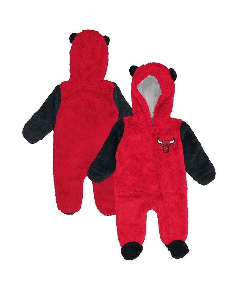 Outerstuff Newborn Red Chicago Bulls Stay Napping Fleece Bunting Full-Zip Hooded Sleeper
