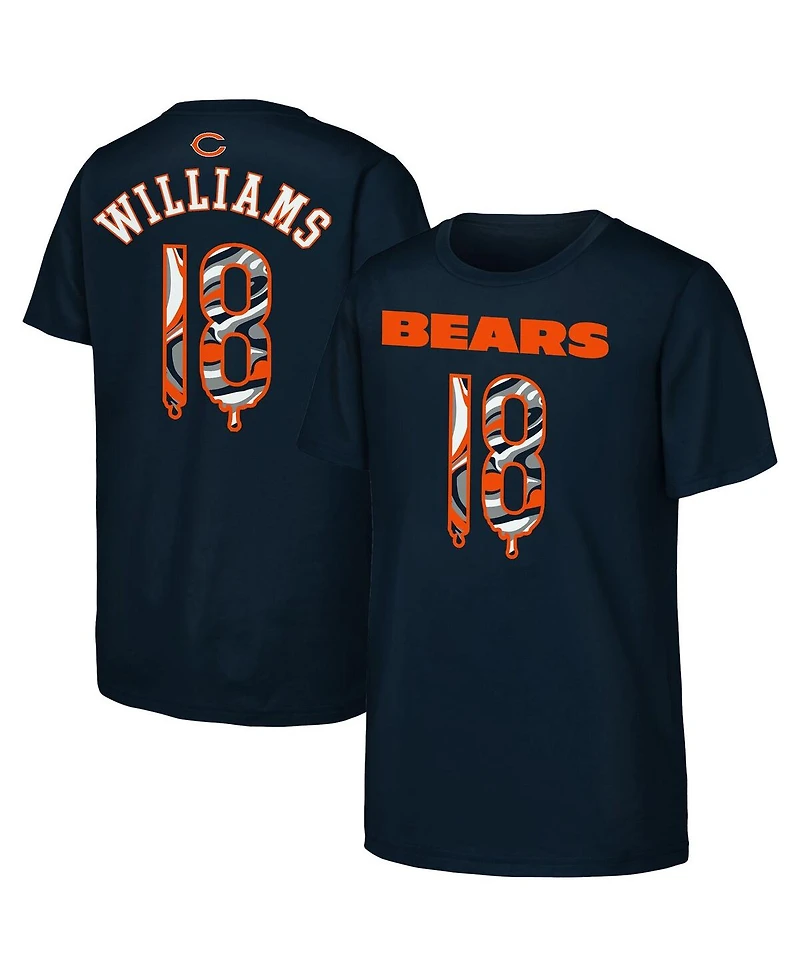 Outerstuff Big Boys and Girls Caleb Williams Navy Chicago Bears Mainliner Drip Player Name Number T-Shirt