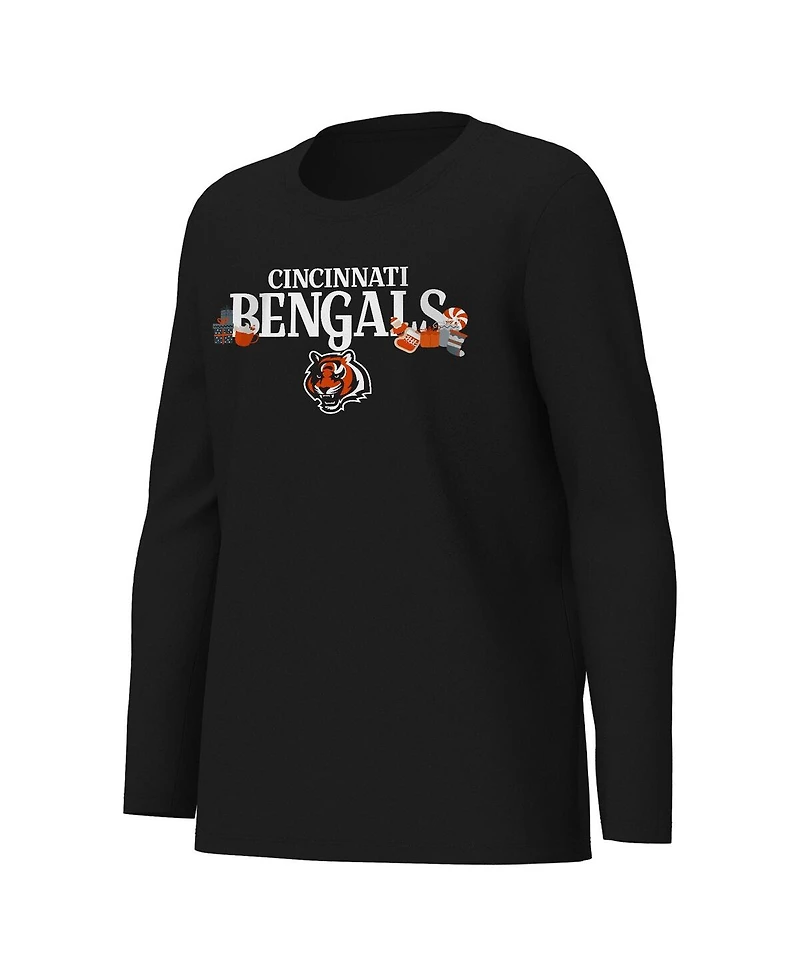 Outerstuff Big Boys and Girls Black Cincinnati Bengals Chestnut Holiday Sleep Set