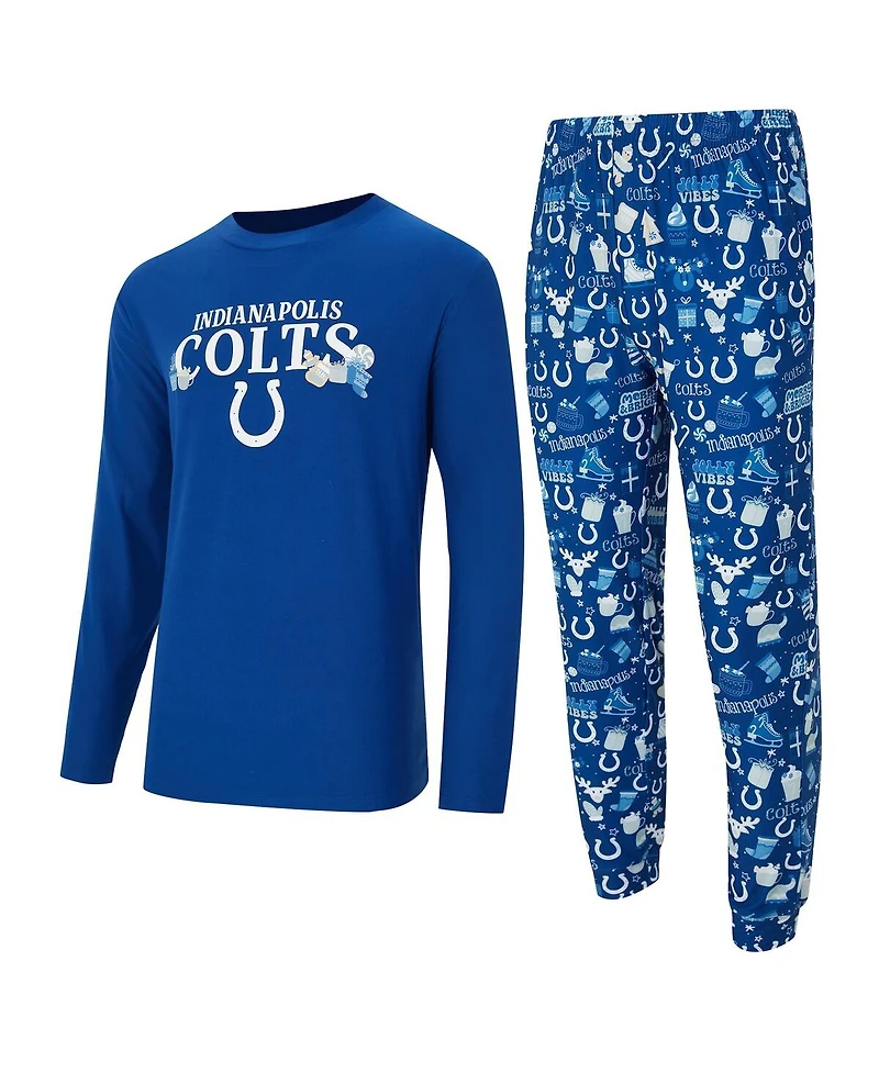 Concepts Sport Men's 2-Piece Royal Indianapolis Colts Chestnut Long Sleeve Top and Pants Set