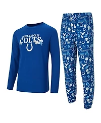Concepts Sport Men's 2-Piece Royal Indianapolis Colts Chestnut Long Sleeve Top and Pants Set