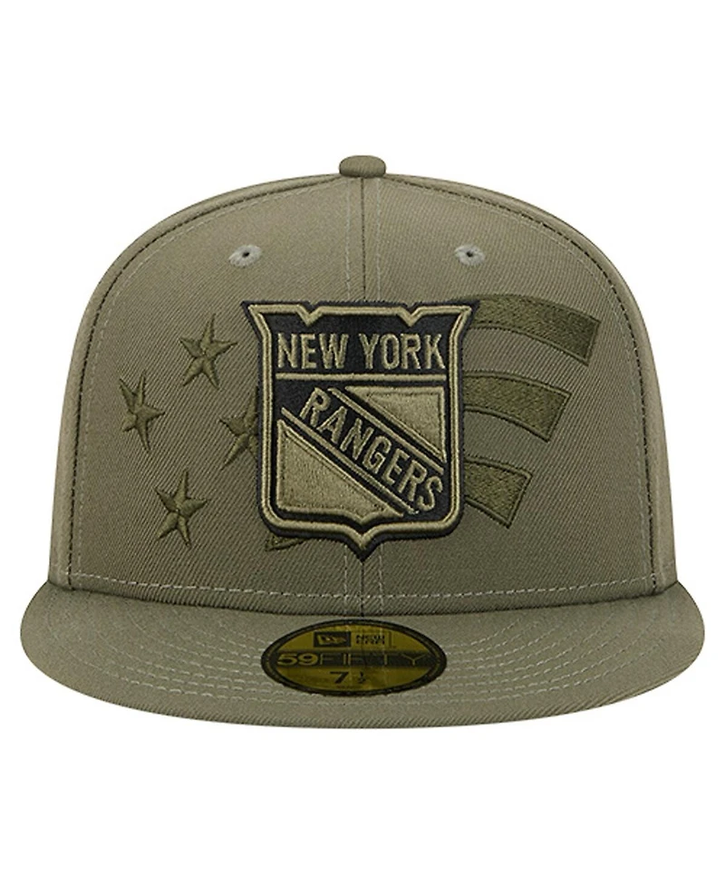 New Era Men's Olive York Rangers Military Appreciation Flag 59FIFTY Fitted Hat