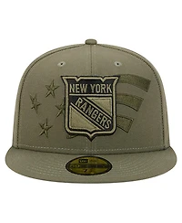 New Era Men's Olive York Rangers Military Appreciation Flag 59FIFTY Fitted Hat