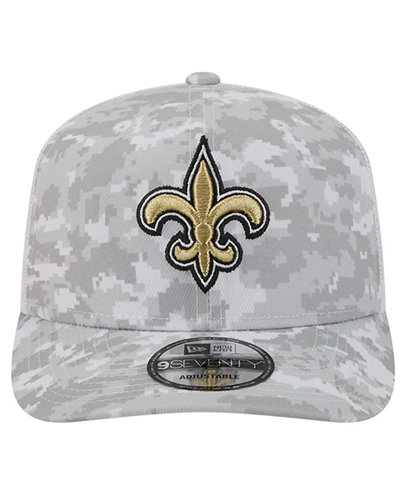 New Era Men's Gray New Orleans Saints Salute to Service Fan Pack 9SEVENTY Trucker Adjustable Hat