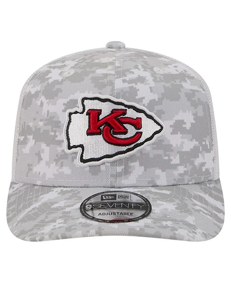 New Era Men's Gray Kansas City Chiefs Salute to Service Fan Pack 9SEVENTY Trucker Adjustable Hat