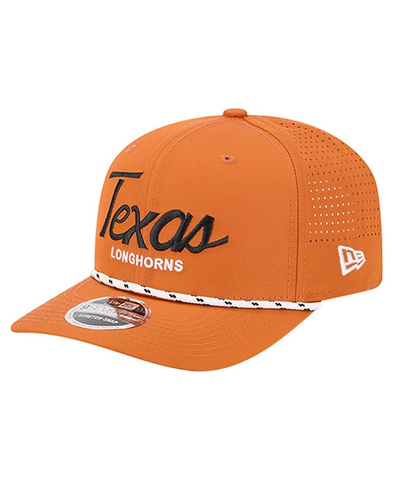 New Era Men's Texas Orange Texas Longhorns Script Performance Rope 9SEVENTY Adjustable Hat