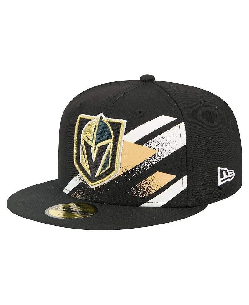 New Era Men's Black Vegas Golden Knights Faded Lines 59FIFTY Fitted Hat