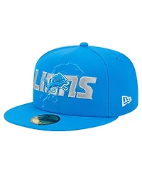 New Era Men's Blue Detroit Lions Overlap Wordmark 59FIFTY Fitted Hat