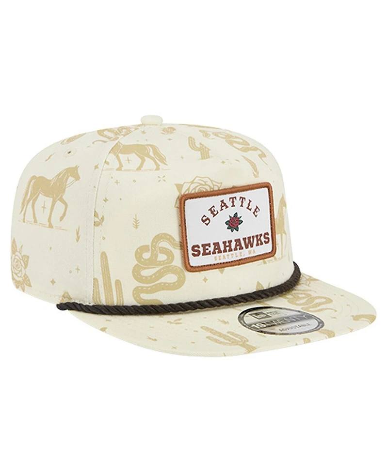 New Era Men's Cream Seattle Seahawks Desert Rose 19TWENTY Adjustable Hat