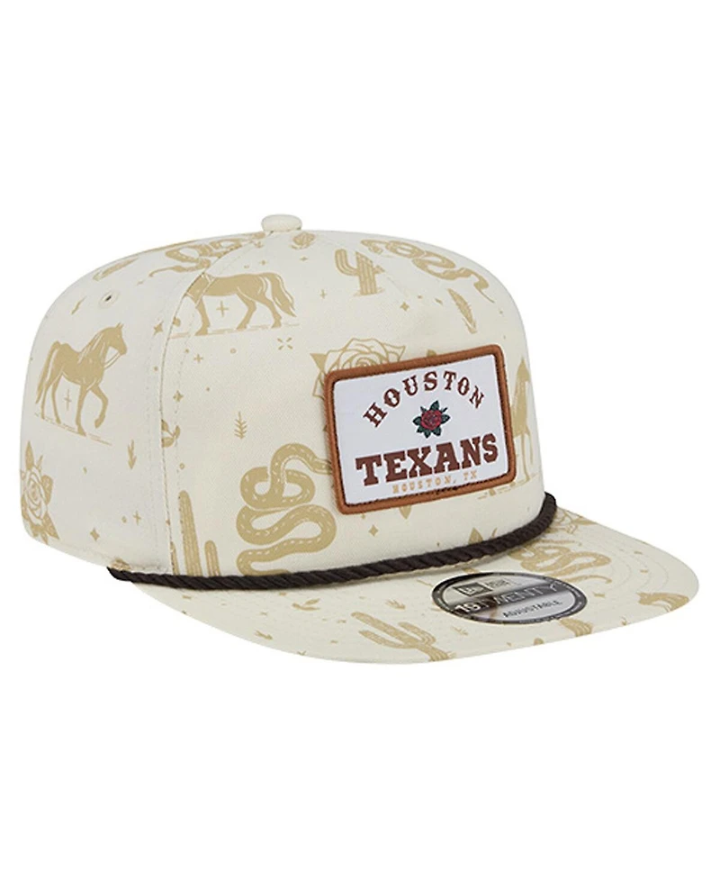 New Era Men's Cream Houston Texans Desert Rose 19TWENTY Adjustable Hat