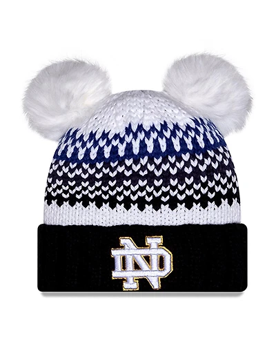 New Era Women's Navy Notre Dame Fighting Irish Double Pom Print Cuffed Knit Hat