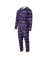Concepts Sport Men's Purple Baltimore Ravens Shuffle All-Over-Print Microfleece Full-Zip Union Suit