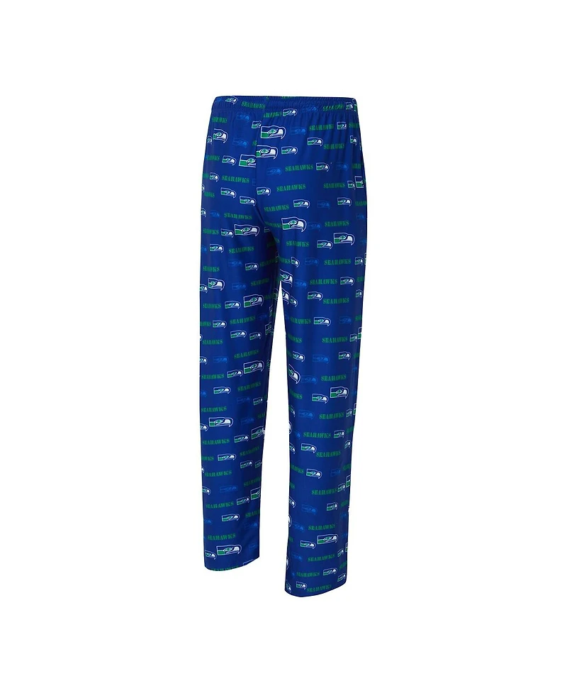 Concepts Sport Men's Royal Seattle Seahawks Retro Mosaic Allover Print Knit Pants