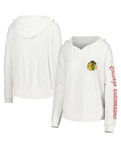 Concepts Sport Women's White Chicago Blackhawks Accord Hacci Long Sleeve Hoodie Top