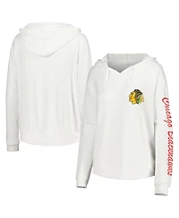 Concepts Sport Women's White Chicago Blackhawks Accord Hacci Long Sleeve Hoodie Top