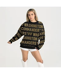 Gameday Couture Women's Black Washington Commanders Oversized Hype Era Rhinestone Text Sweatshirt