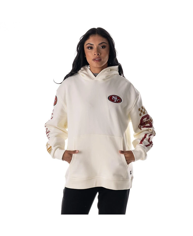 The Wild Collective Men's and Women's Cream San Francisco 49ers Stacked Graphic Sleeve Fleece Hoodie
