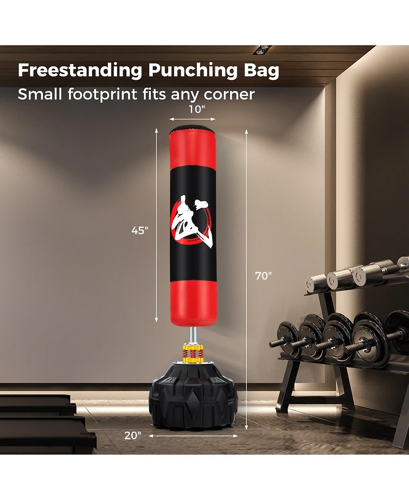 Sugift 70 Inch Freestanding Punching Bag with Fillable Base 12 Suction Cups and Shock Absorbers