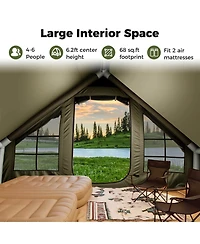 Costway 4-6 People Inflatable Tent with 4 Mesh Screen Windows 2 Doors Skylight Carrying Bag