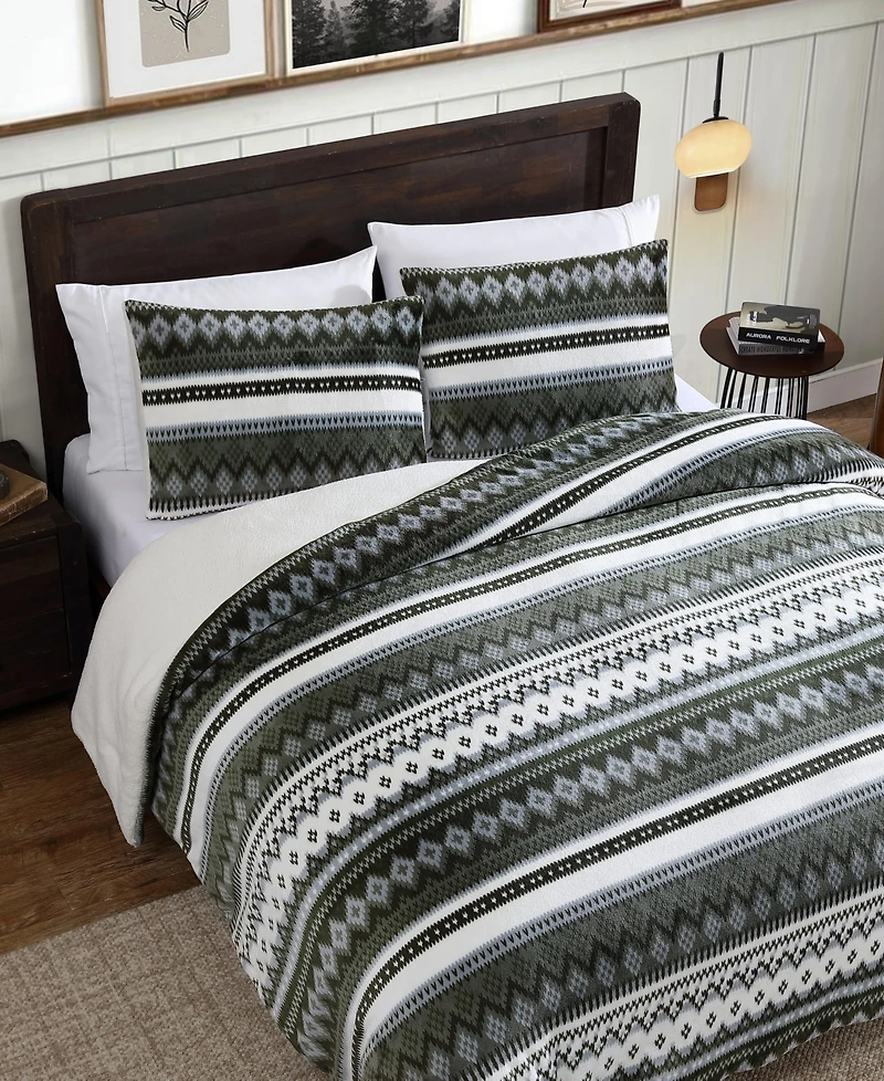 Eddie Bauer Shelton Fair Isle Plush 3-Pc. Comforter Set