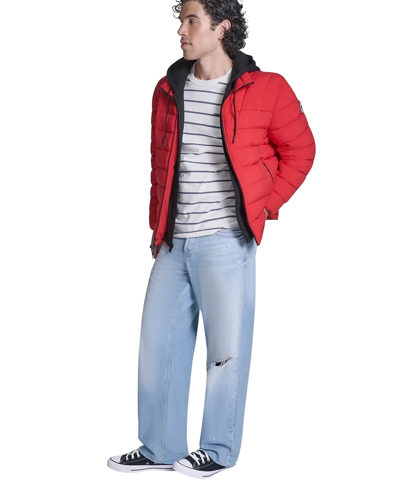 Converse Men's Lightweight Hooded Bib Puffer Jacket