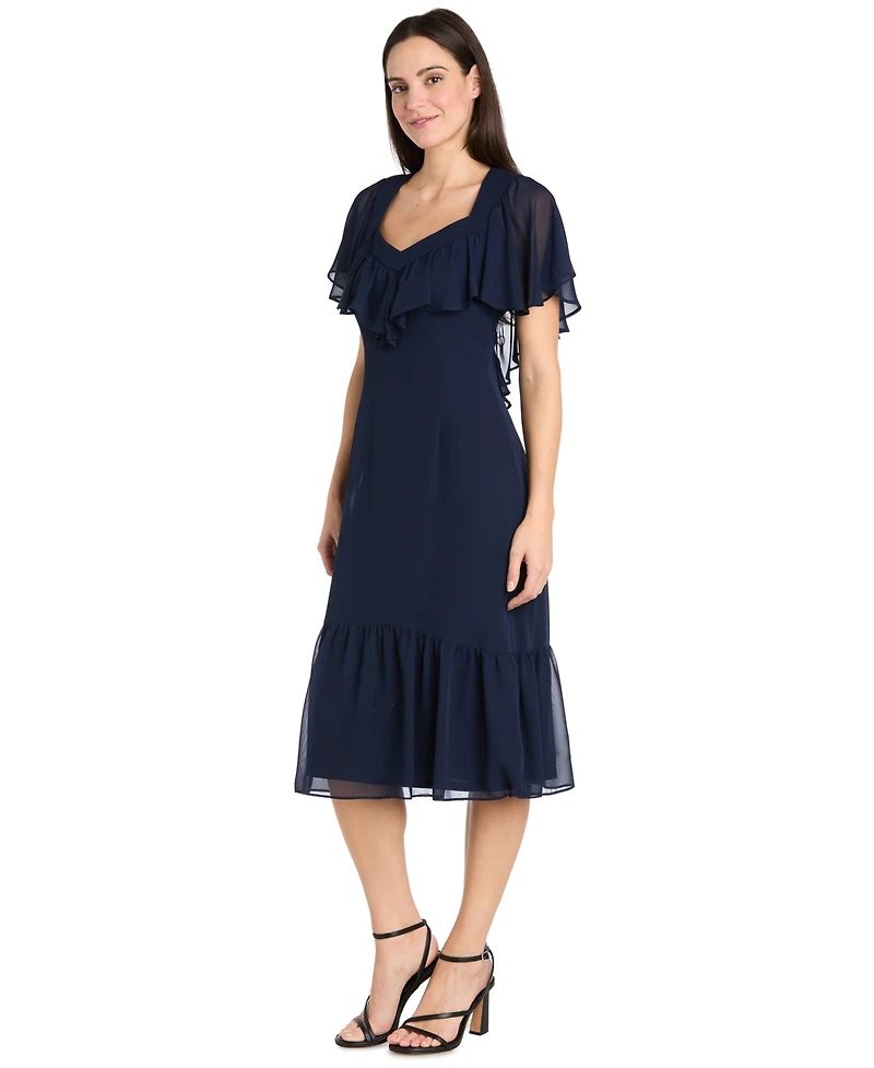 R & M Richards Women's Capelet Short-Sleeve Dress
