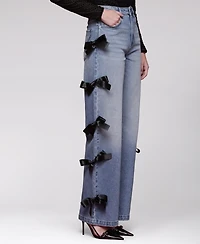Avec Les Filles Women's Bow Detail High-Rise Jeans