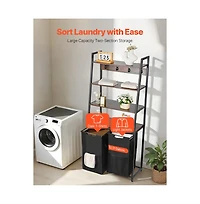 Slickblue Laundry Hamper with 4 Tiers, 2 Compartments, Shelves, and Hooks