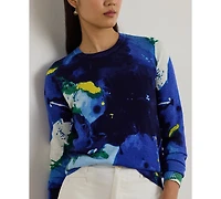 Lauren Ralph Women's Petite Abstract-Motif Long-Sleeve Sweater