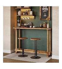 Tribesigns 63" Long Bar Table, Solid Wood Pub Table with Footrest