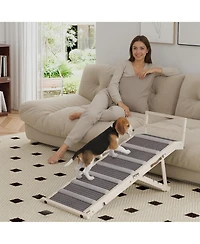 PawHut Dog Ramp, Folding Pet Ramp, 4 Adjustable Height from 15" to 19"