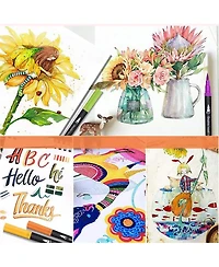 Htutwoo 24 Acrylic Paint Markers, Waterproof Art Pens Set, Portable Marker Pens for Wooden, Canvas, Stone, Rock, Glass, Ceramic