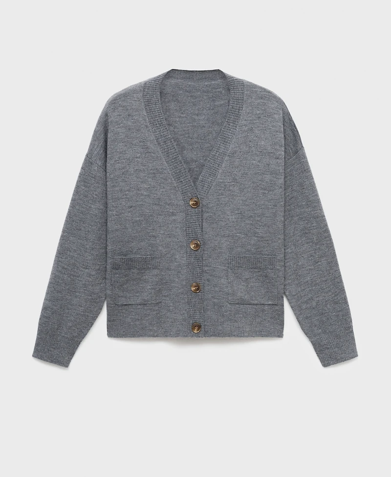 Mango Women's Pockets V-Neck Cardigan