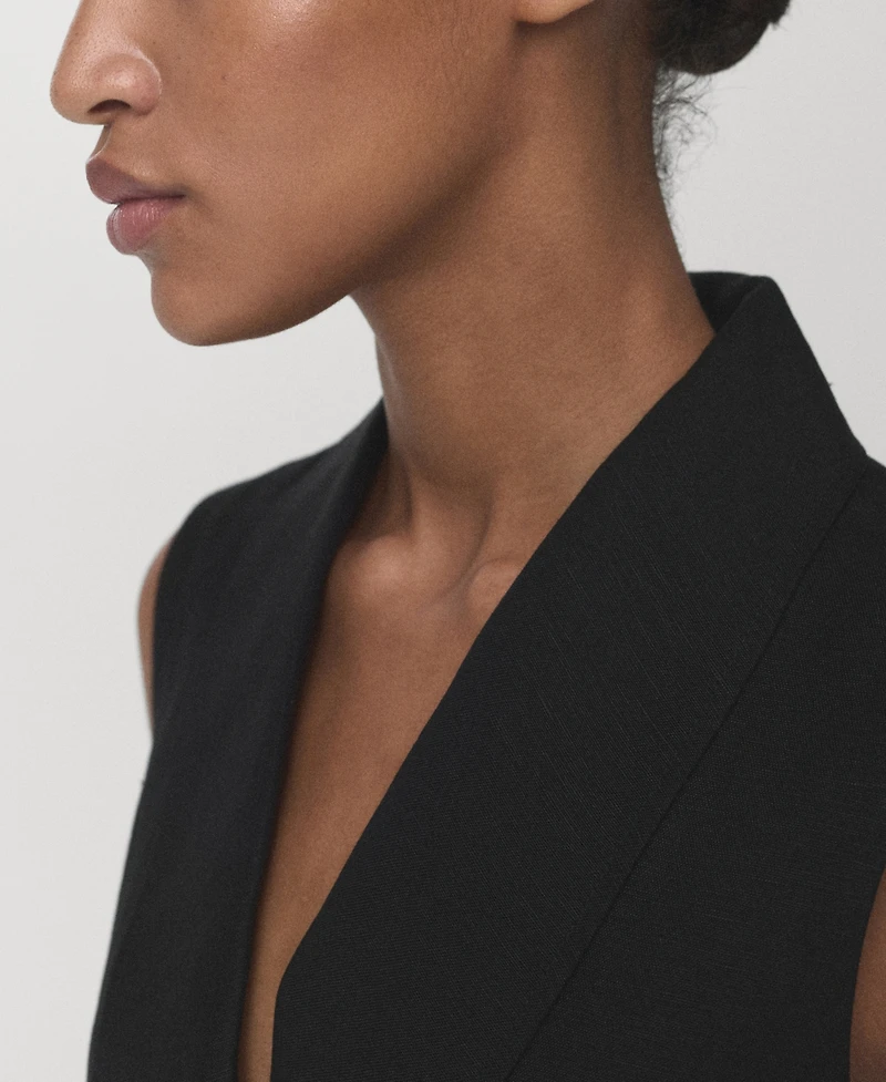 Mango Women's Belted Linen Suit Vest