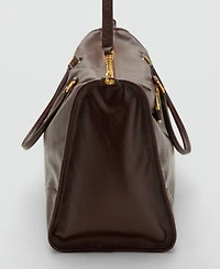 Mango Women's Maxi Shiny Straps Handbag