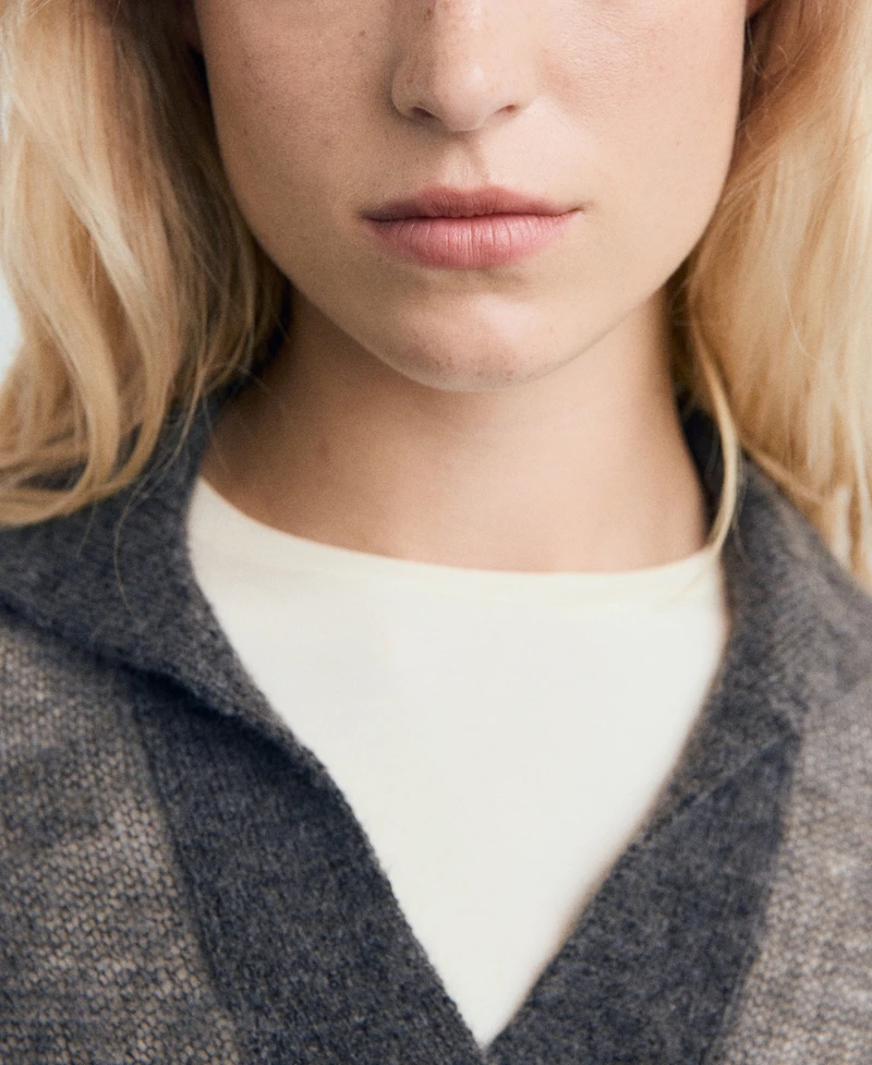 Mango Women's Semi-Transparent Polo-Neck Sweater