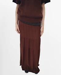 Mango Women's Seam Detail Knitted Long Skirt
