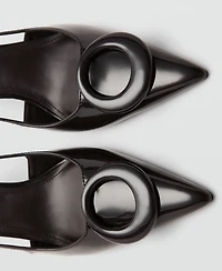 Mango Women's Patent Leather Ring Detail High-Heeled Shoes