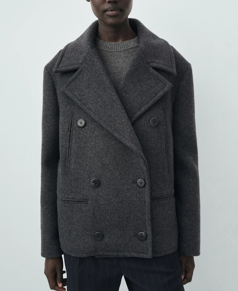 Mango Women's Double-Breasted Wool Coat