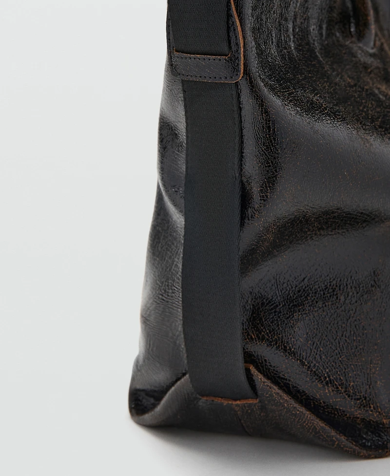 Mango Women's Charms Maxi Shopper Leather Bag