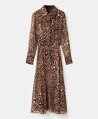 Mango Women's Leopard-Print Belt Shirt Dress